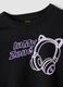 Girls&rsquo; black organic cotton crop T-shirt with ribbed neck_4