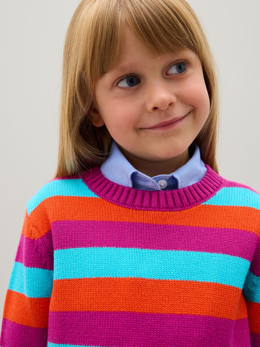 Girls' pullover in multi-coloured pure cotton regular fit_2