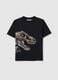 Black pure cotton regular fit kids' t-shirt with dinosaur print_0