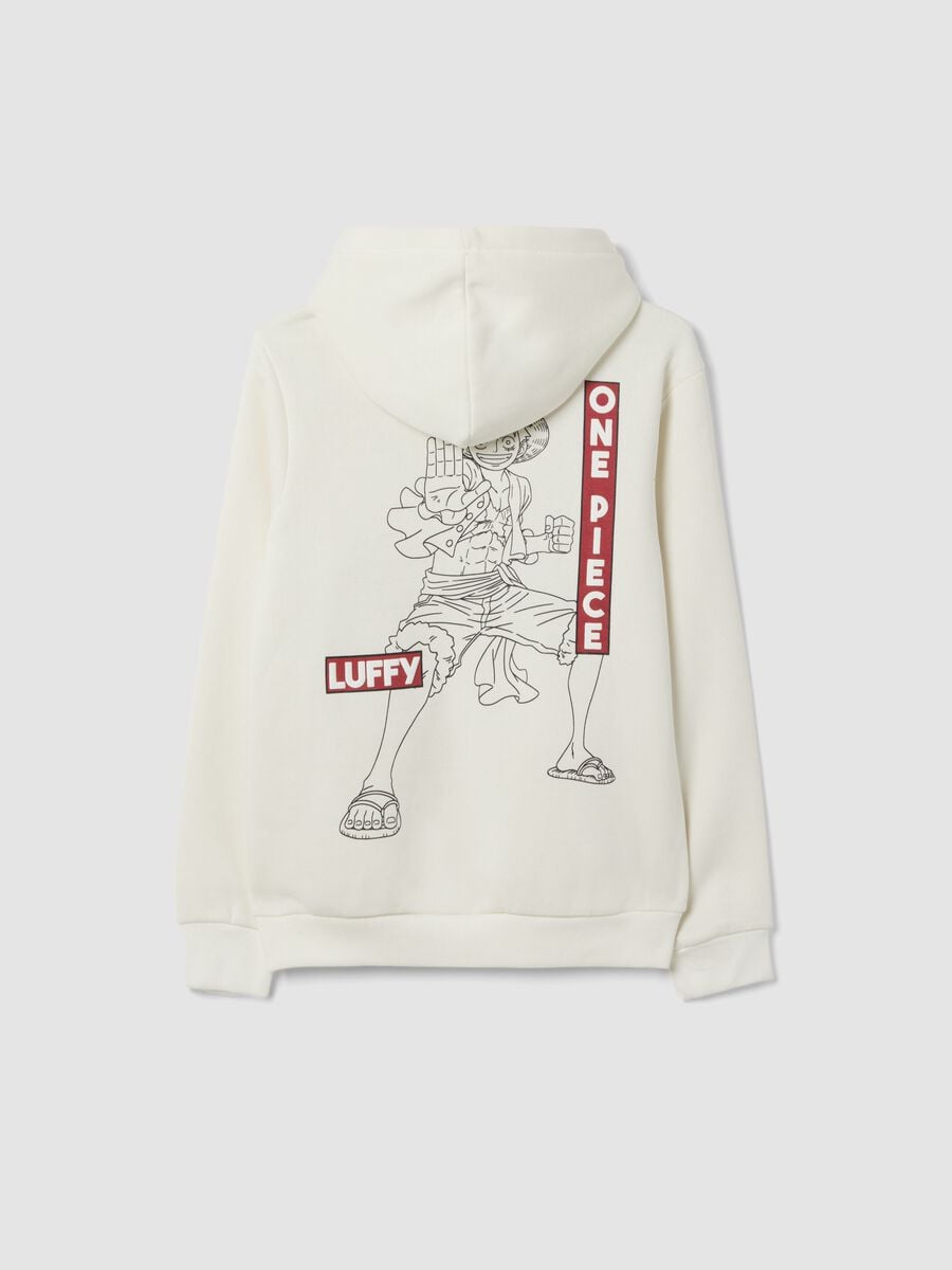 White hooded sweatshirt in cotton blend with One Piece print_4