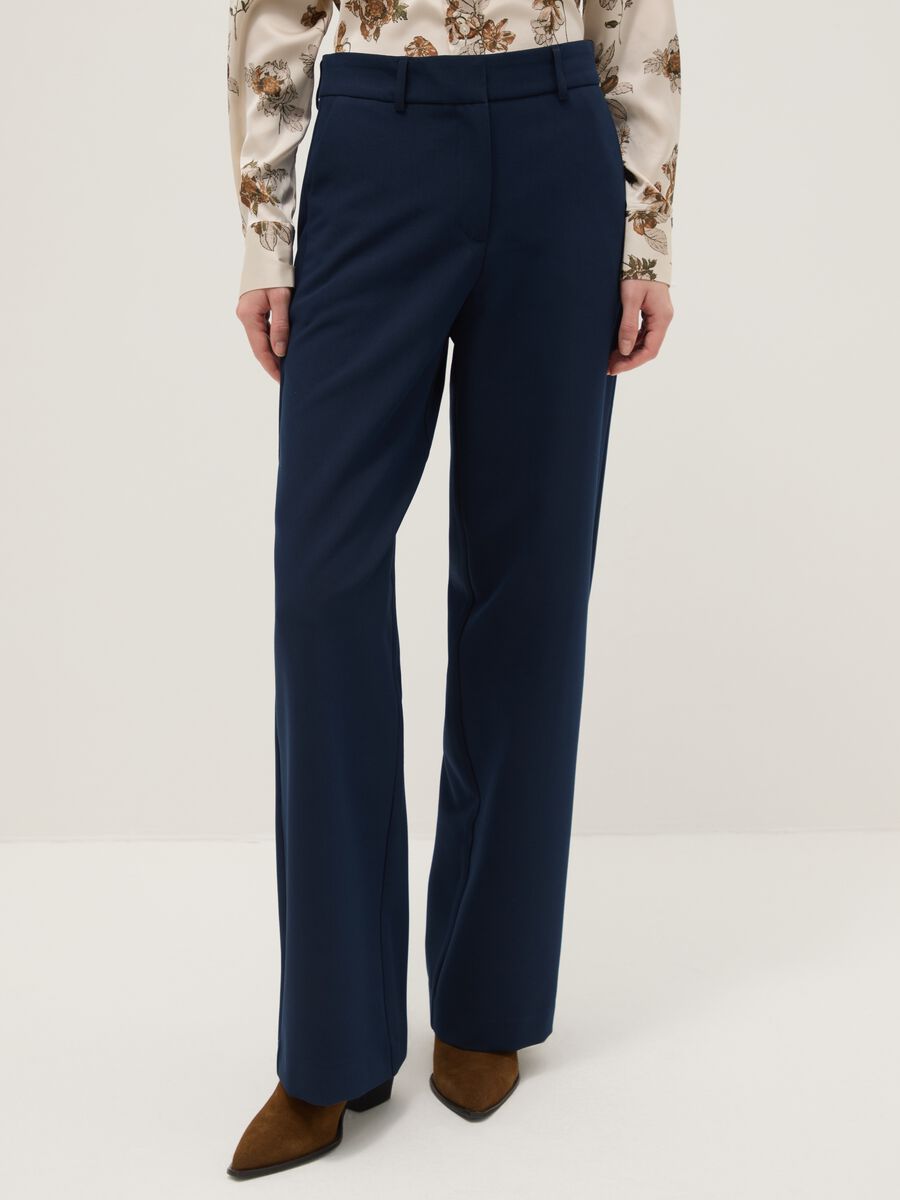 Elegant Blue Straight Trousers_2