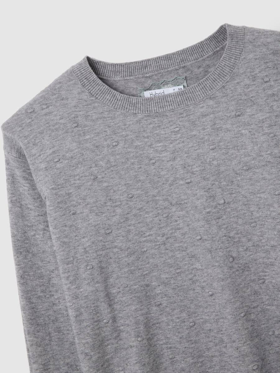 Grey Long-Sleeve Top with Textured Details_5