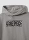 Grey hooded sweatshirt in cotton blend with One Piece print, oversized fit_4