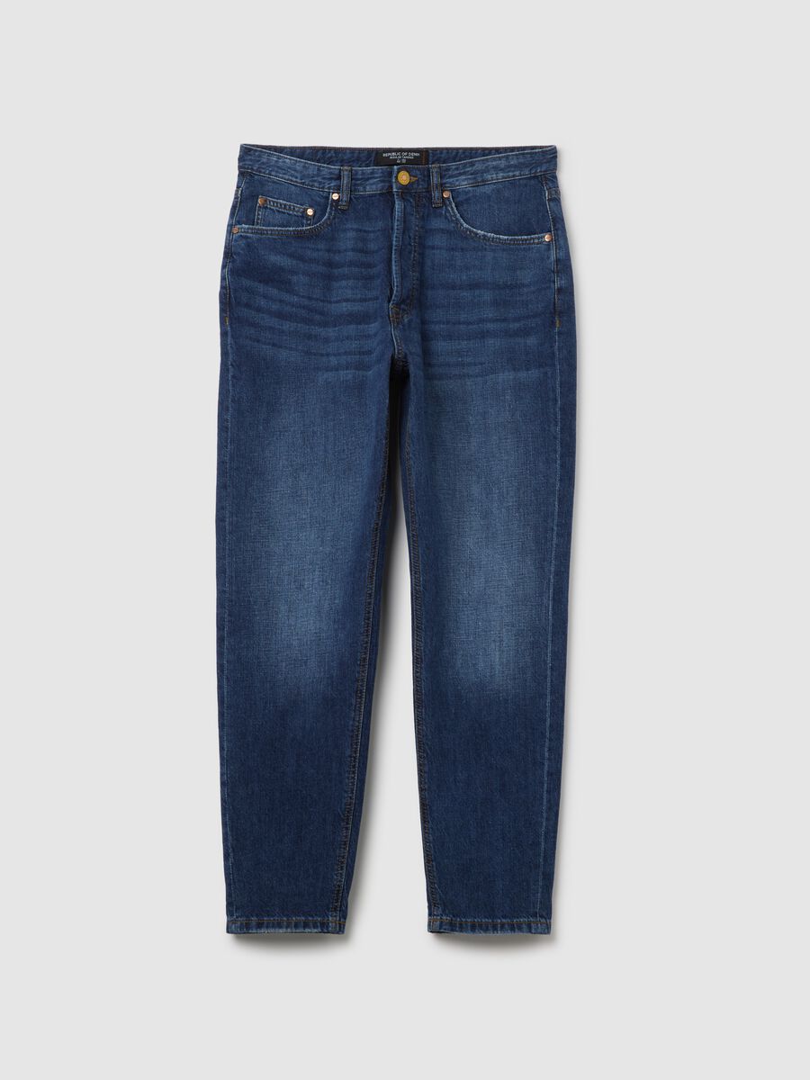 Men's blue denim regular fit jeans_4