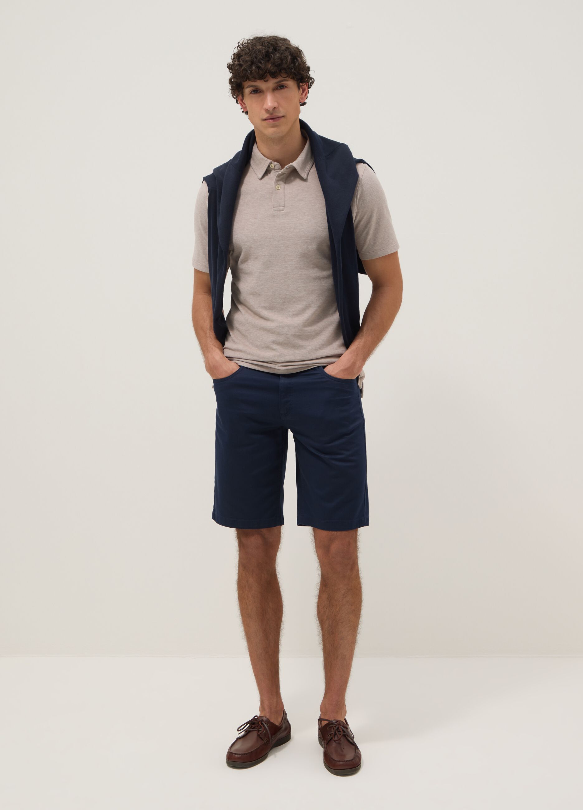Blue stretch-cotton Bermuda shorts