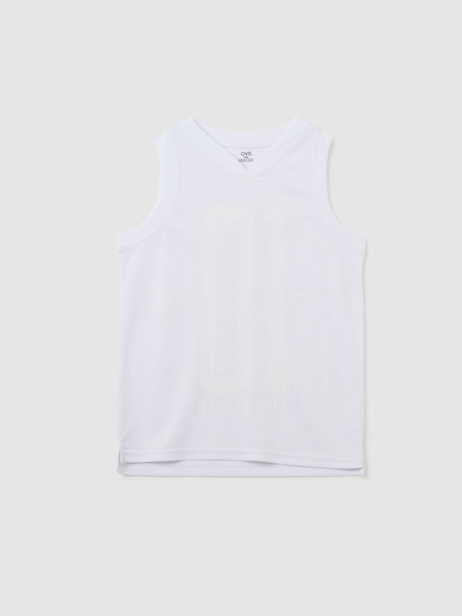 Maglia smanicata da ragazzo in bianco regular fit_0
