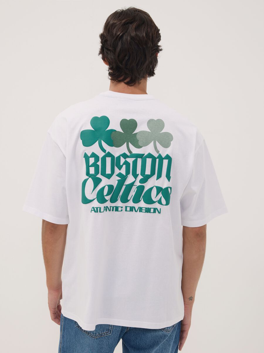 White pure cotton T-shirt with Celtics print_3