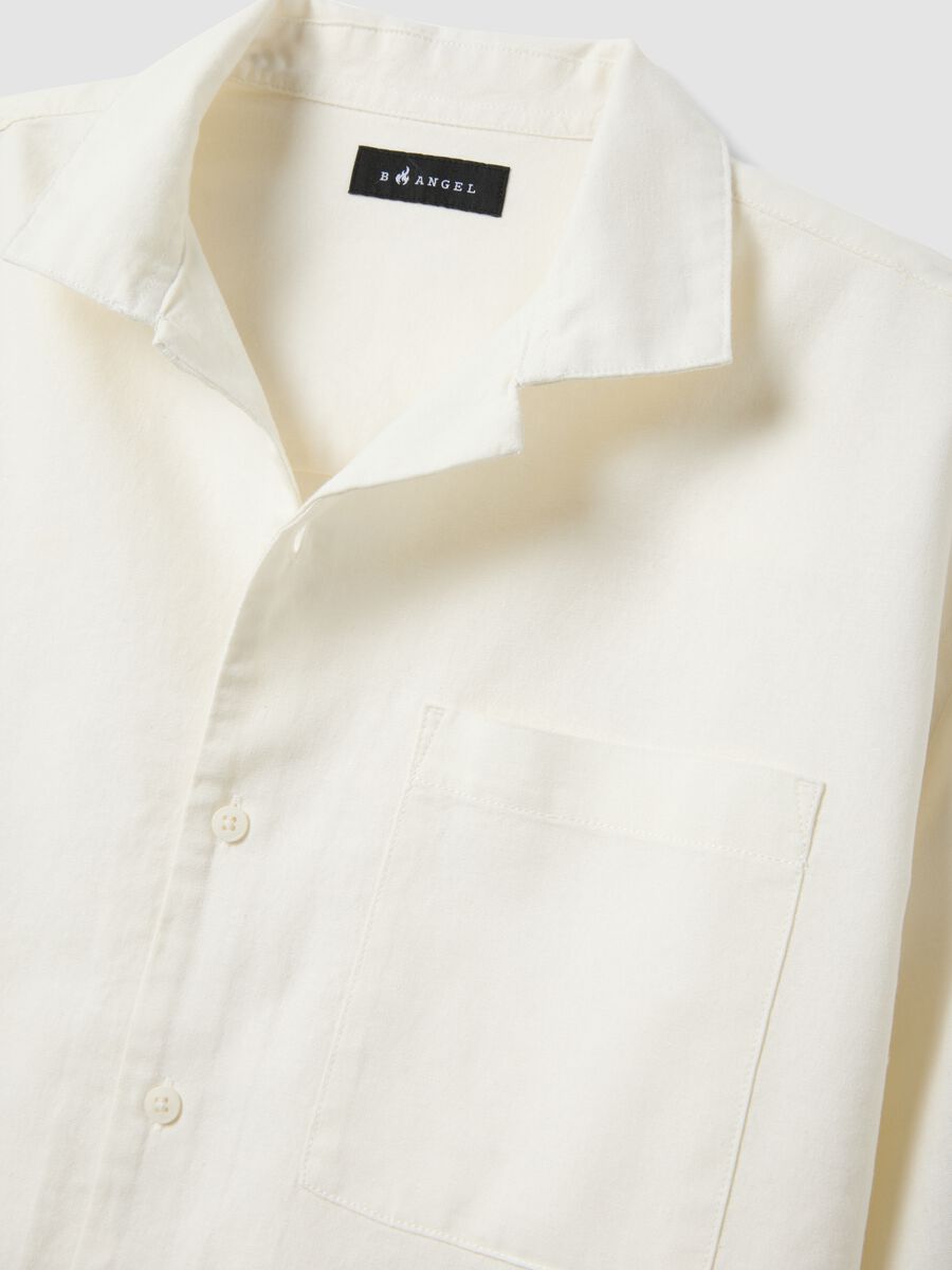 Camicia bianca in misto lino e cotone_1