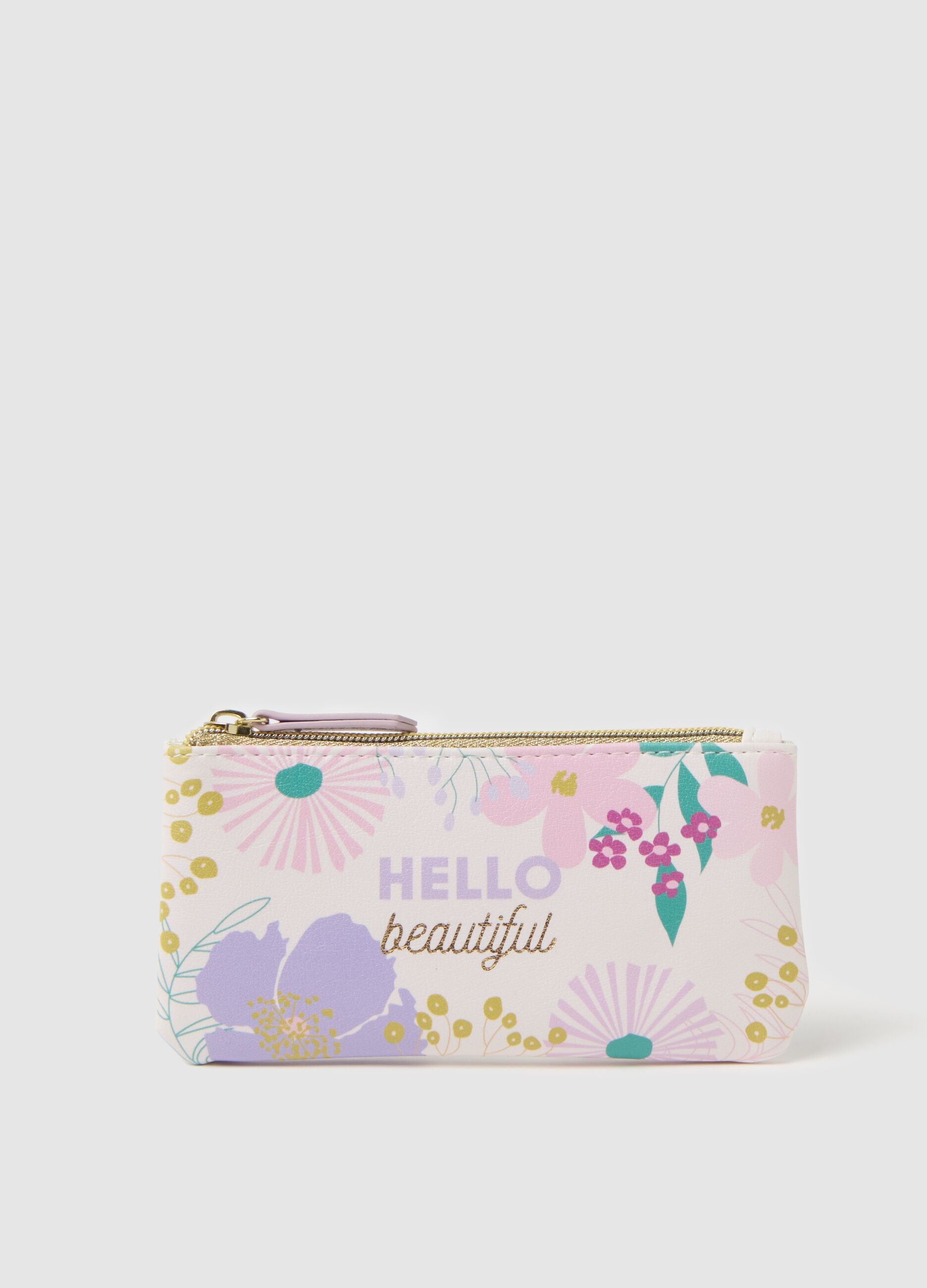 Beauty bag with print and zip