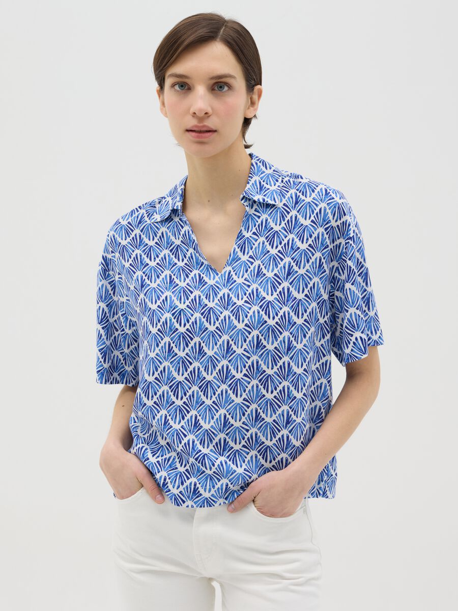 Viscose blouse with polo neck_0