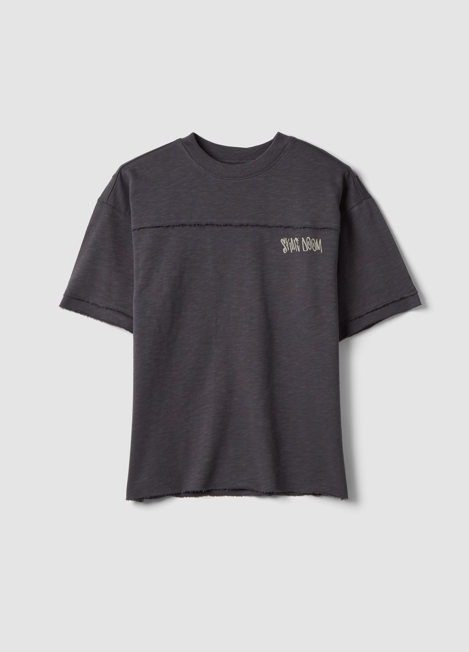 T-shirt grigia in puro cotone a maniche corte per ragazzo over fit