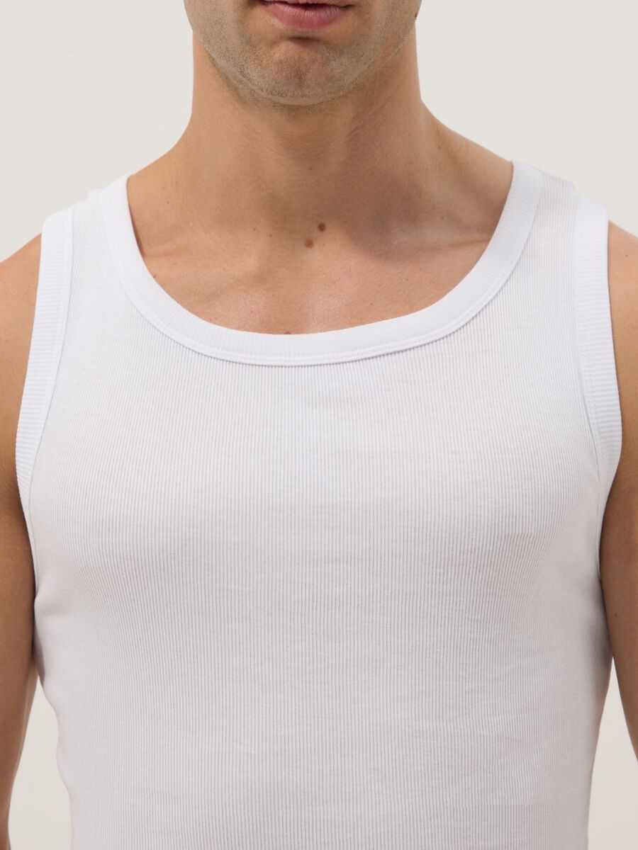 White pure cotton tank top regular fit_1