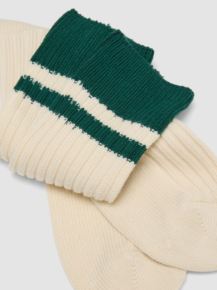Calze da tennis in misto cotone elasticizzato bianche con righe_2