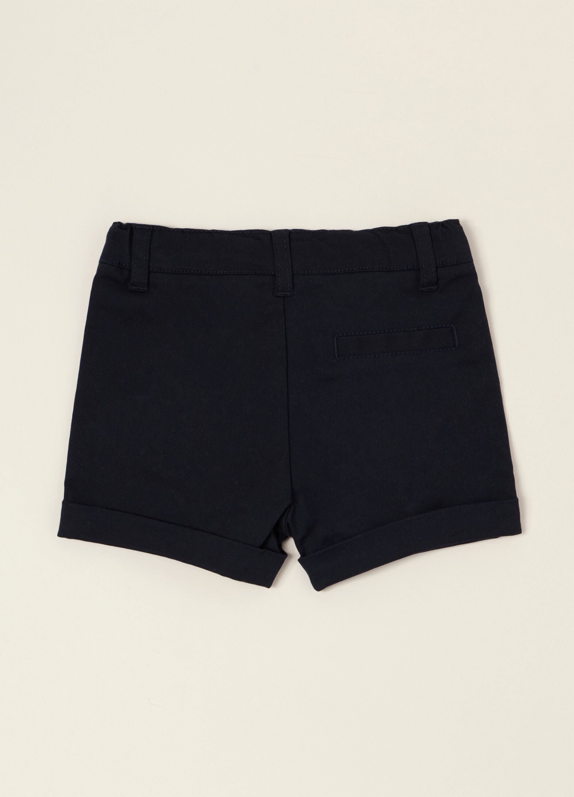 Baby Blue Stretch Cotton Shorts, Regular Fit