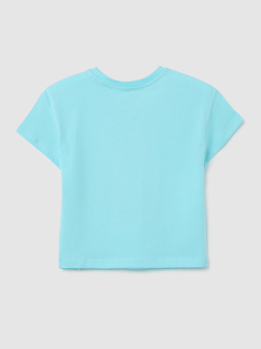 T-shirt da bambina in puro cotone azzurra regular fit con stampa_1