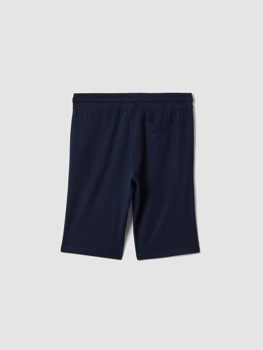 Pantaloncini in puro cotone blu da ragazzo comfort fit_1