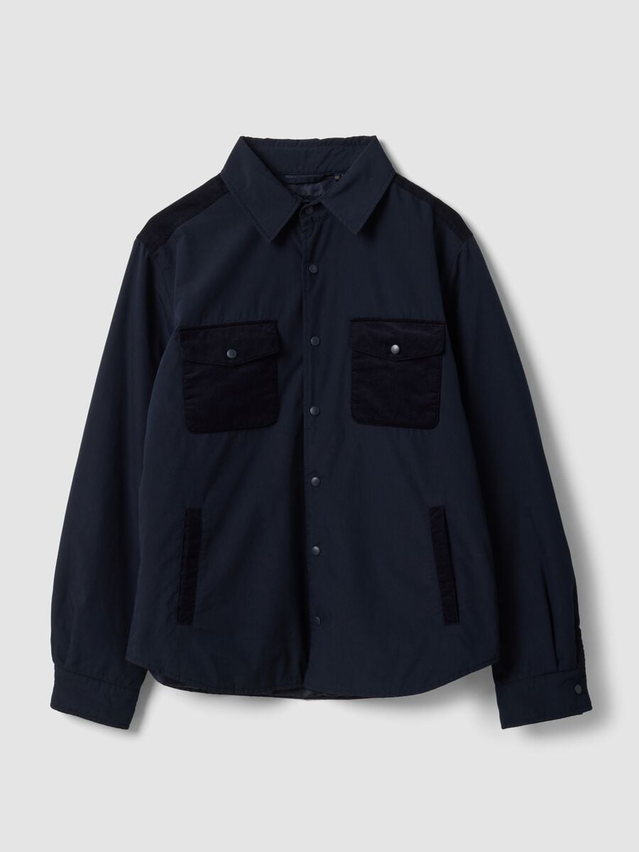 Shacket blu regular fit con tasche applicate_0