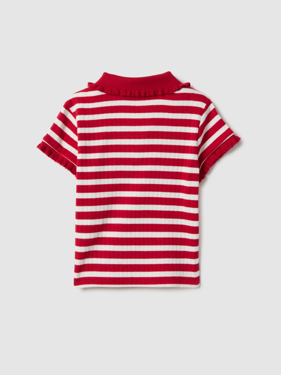 Multicolour cotton blend regular fit polo with bowling collar for girls_1