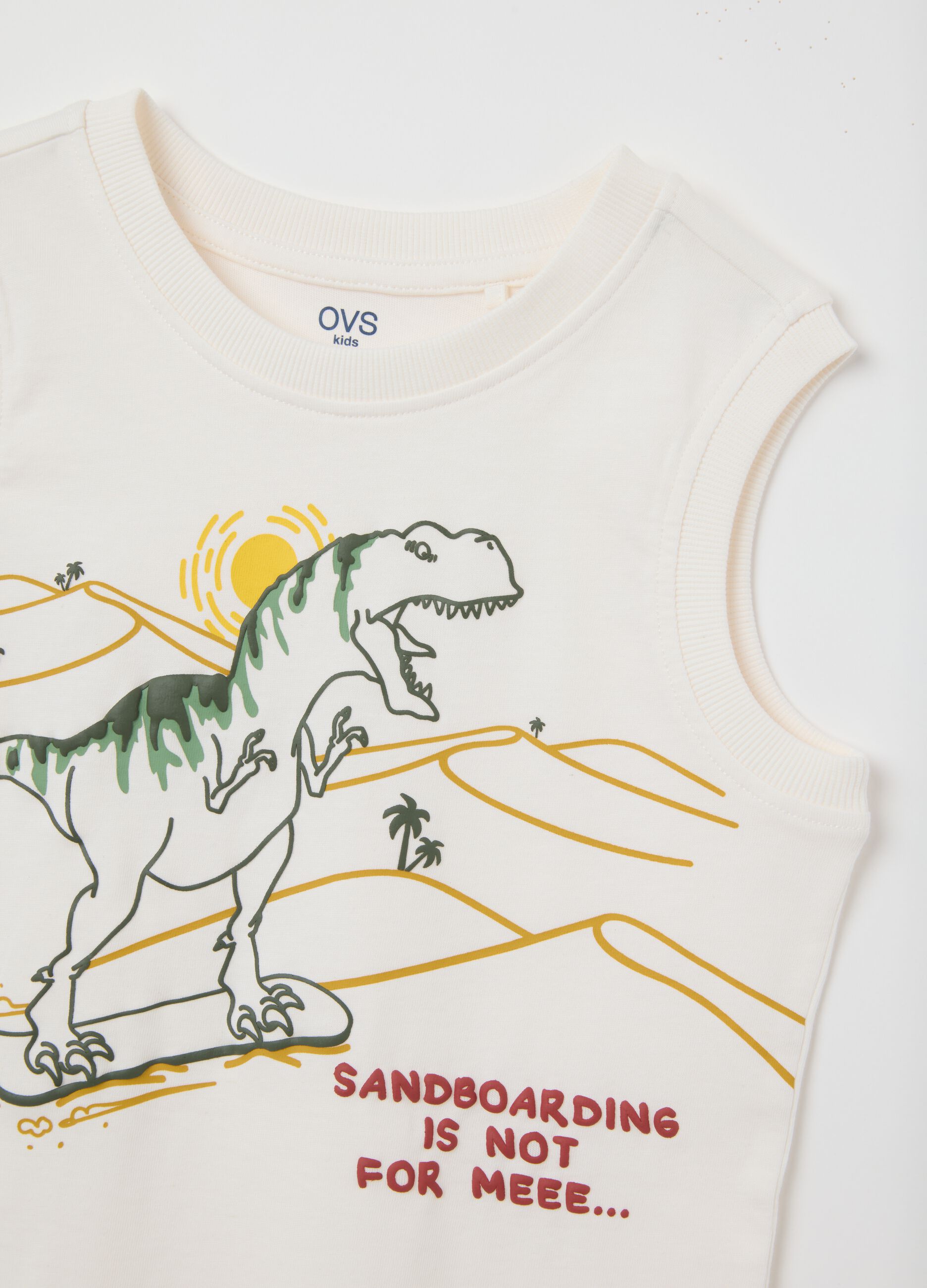 Kids' sleeveless white cotton vest regular fit