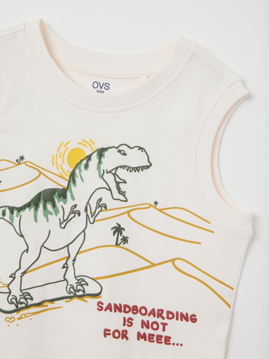 Kids' sleeveless white cotton vest regular fit_2