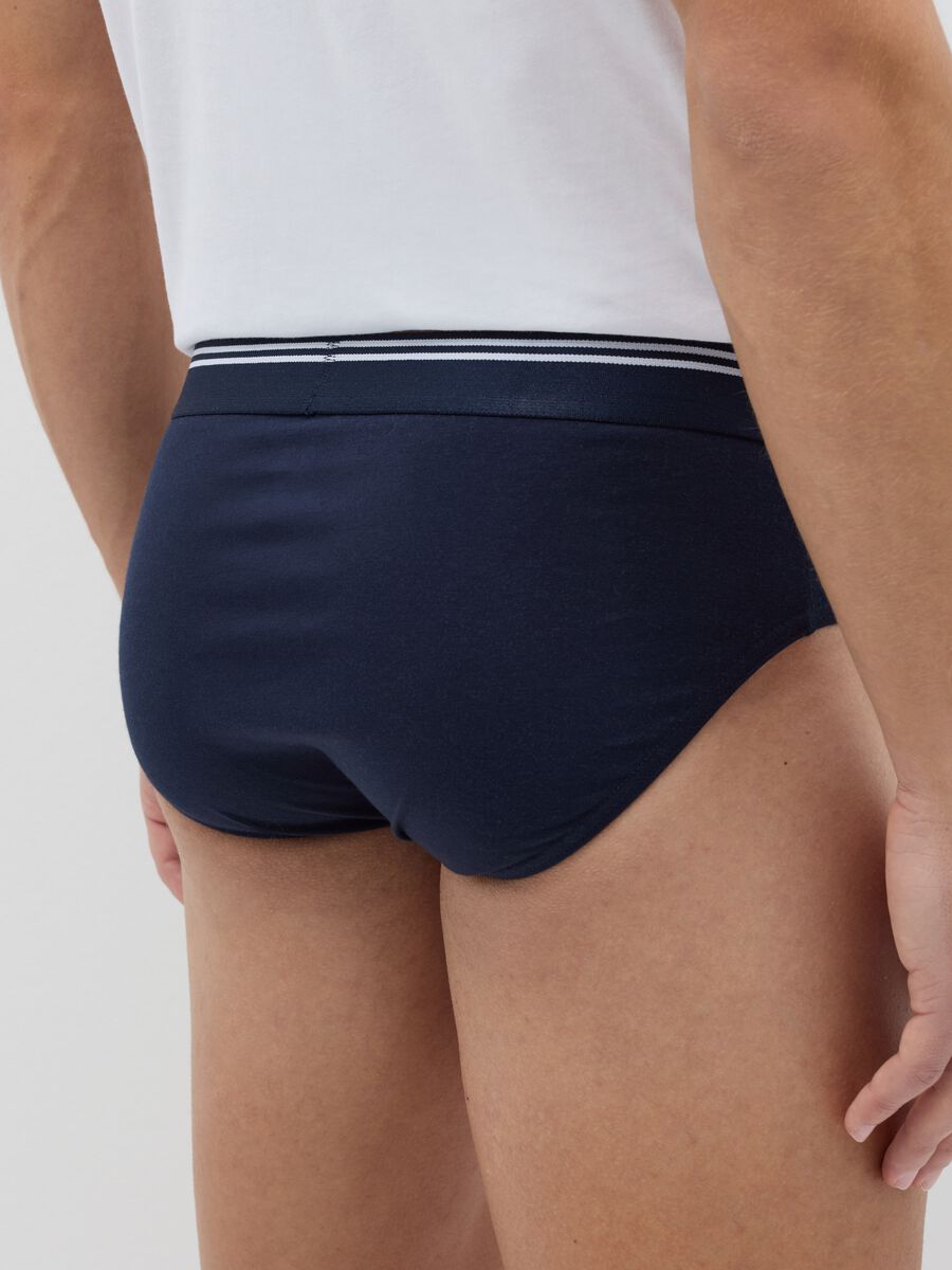 Three-pack briefs in stretch cotton with striped detail_3
