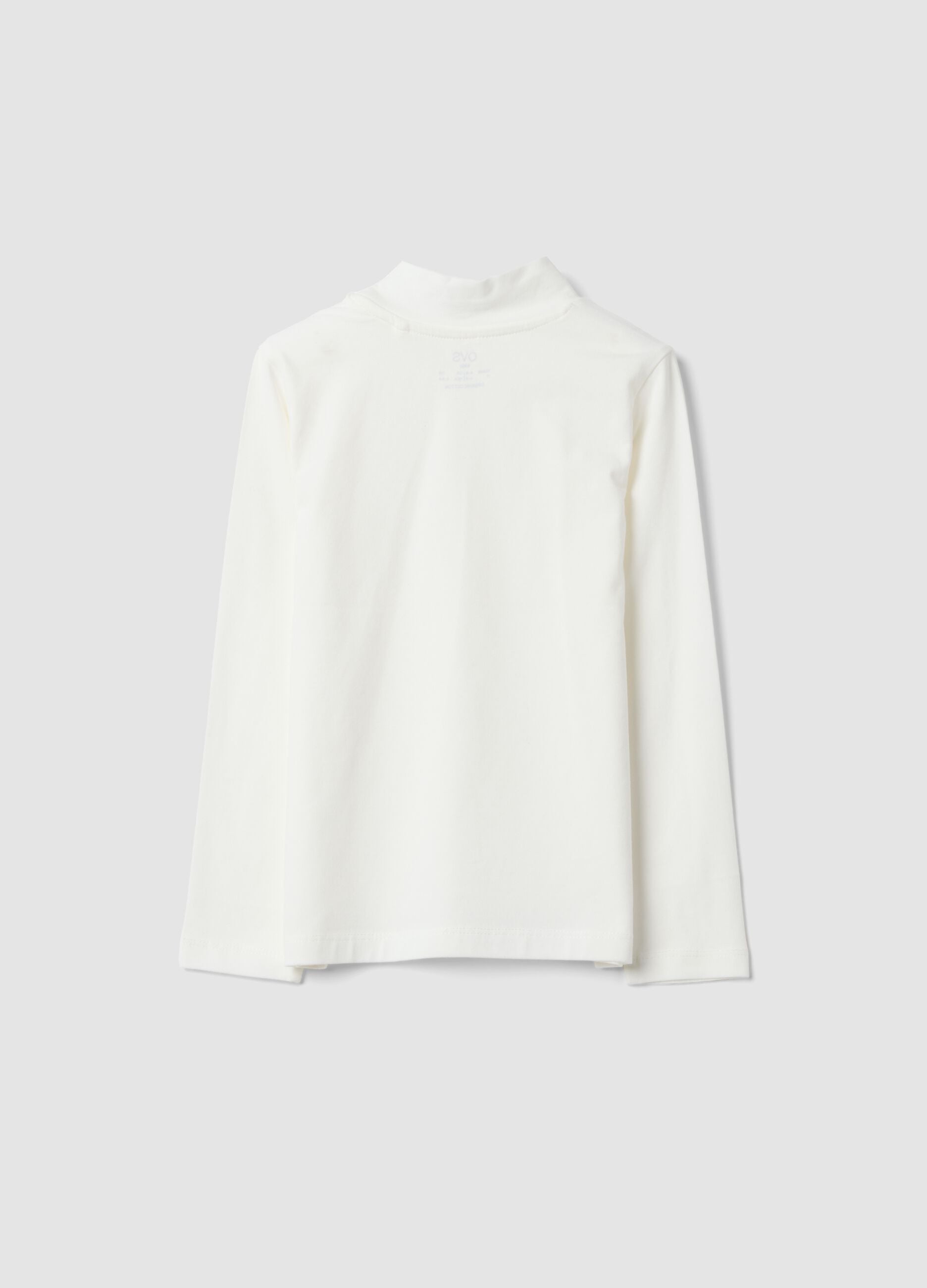 White long-sleeve stretch organic cotton crew-neck top