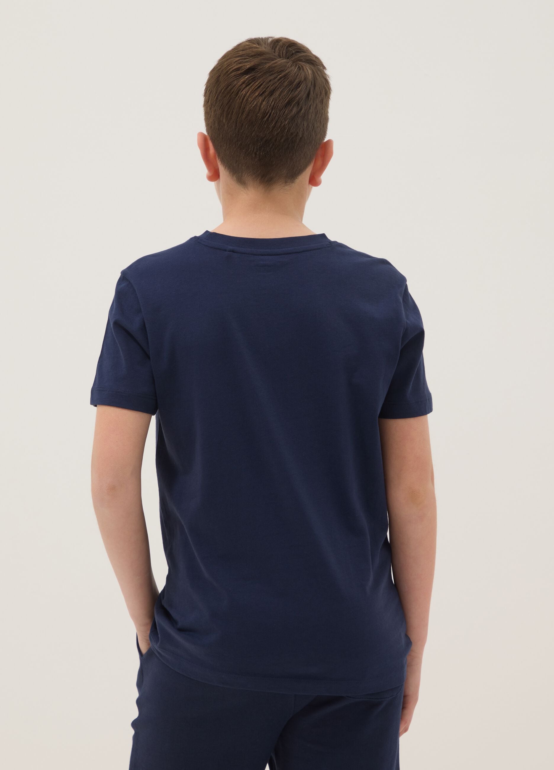 Boys&rsquo; blue pure cotton regular fit T-shirt