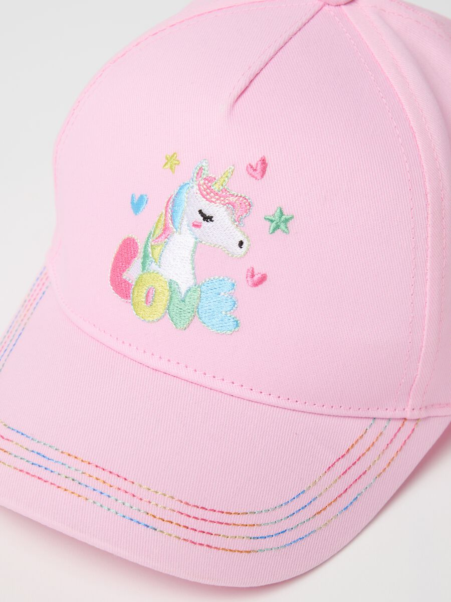 Pink baseball cap with unicorn patch_2