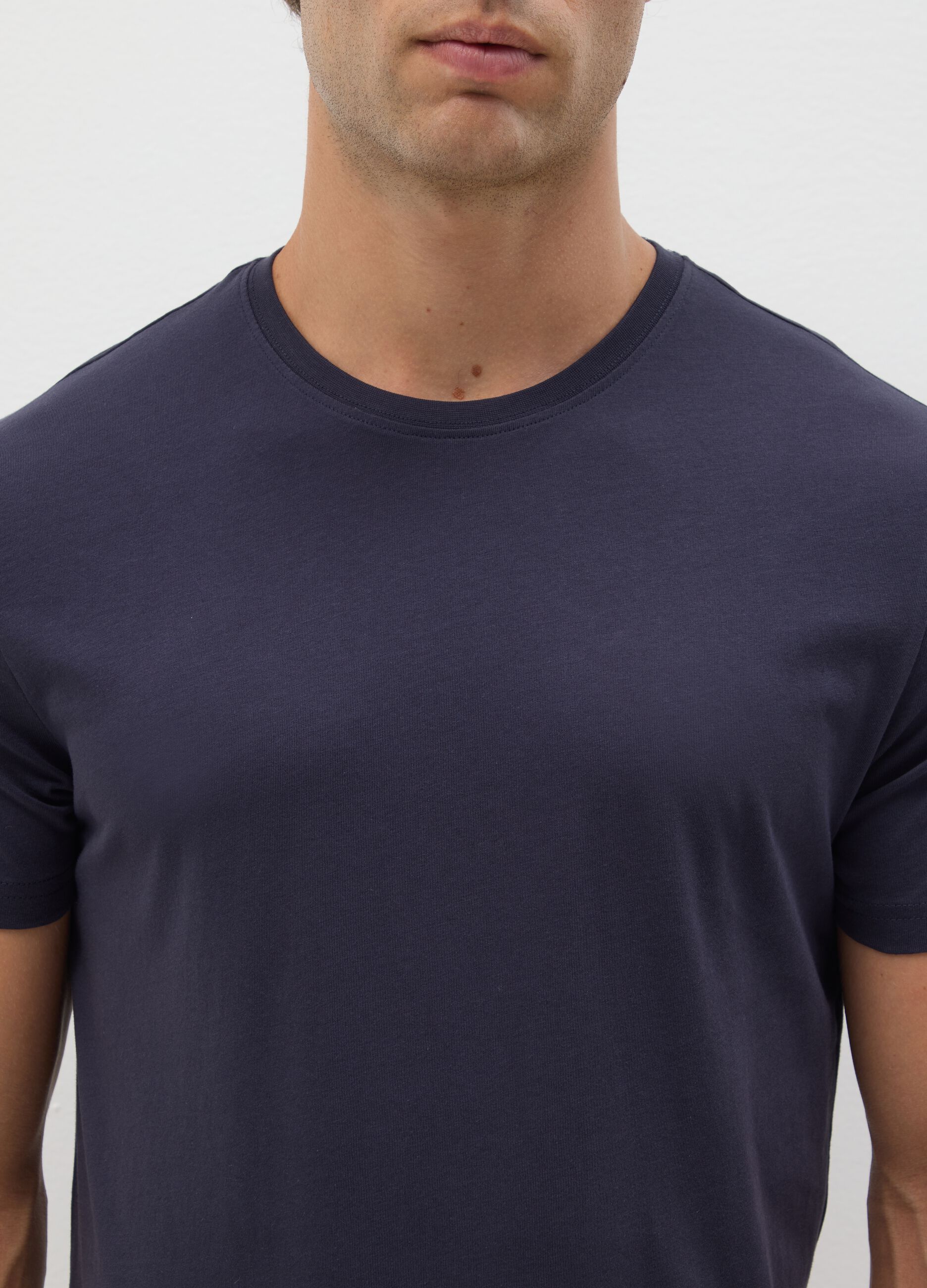 Men's blue pure cotton T-shirt