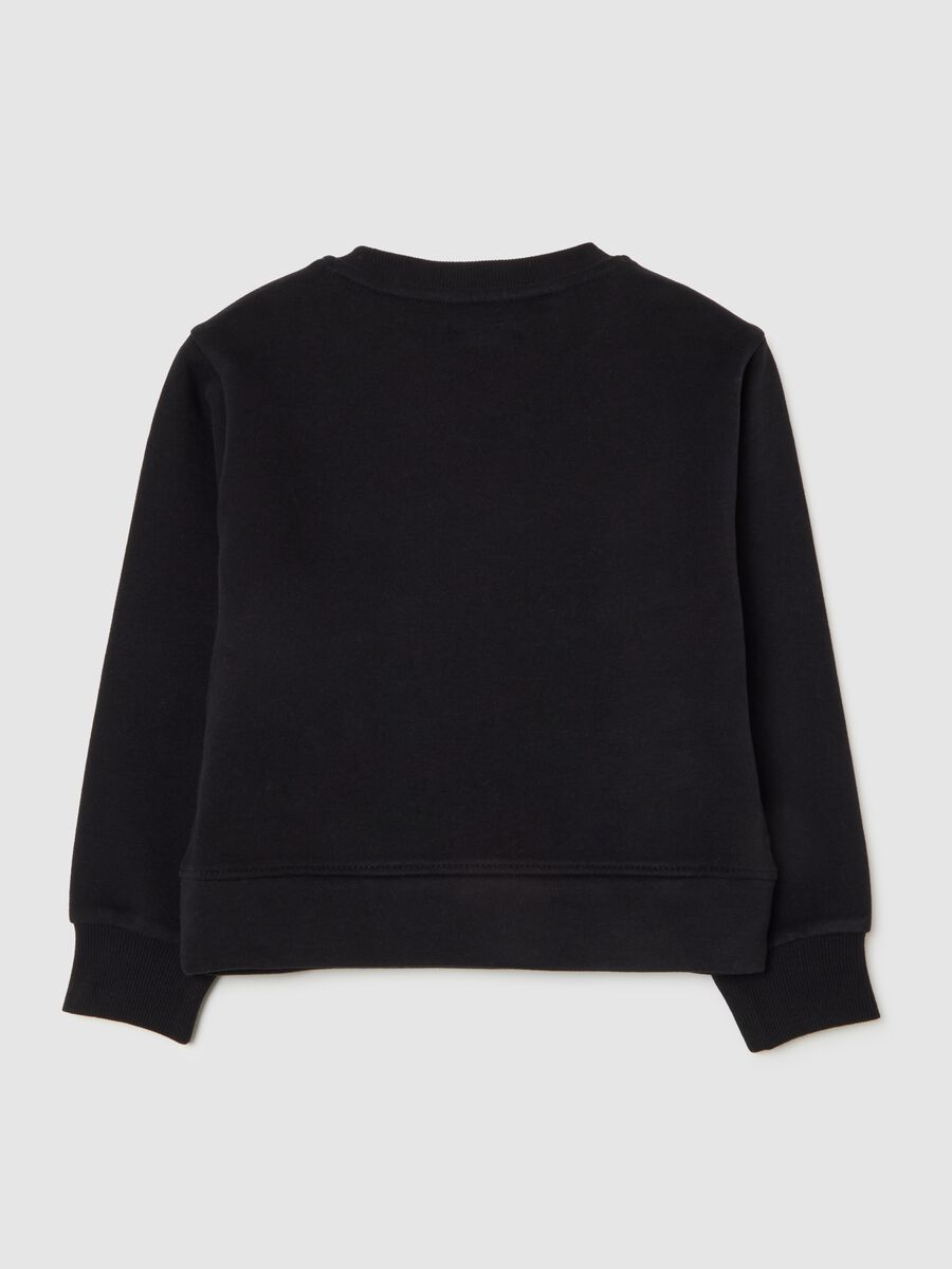 Girls' black sweatshirt in pure cotton with crown print regular fit_1