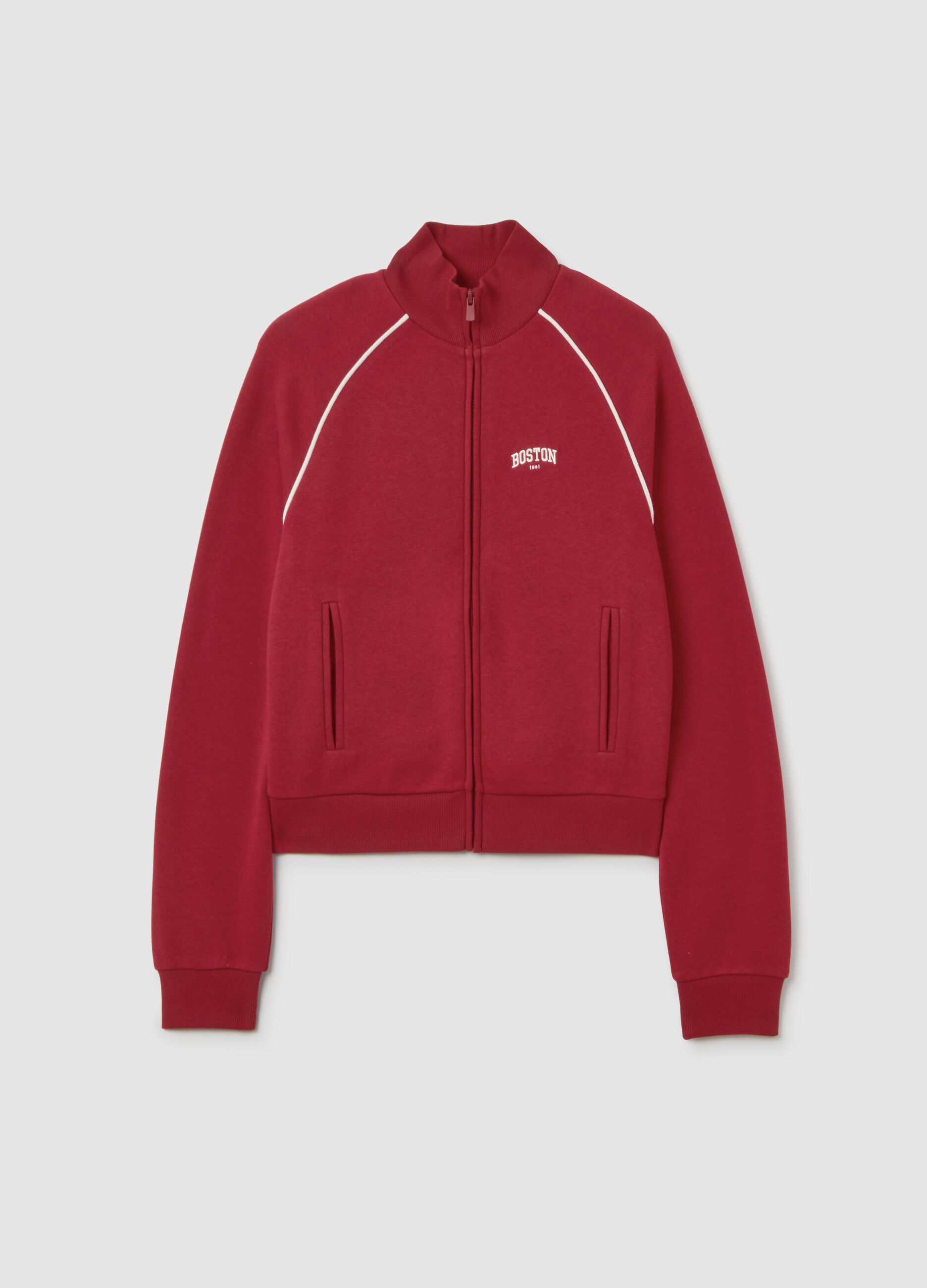 Red regular fit cotton blend sweatshirt