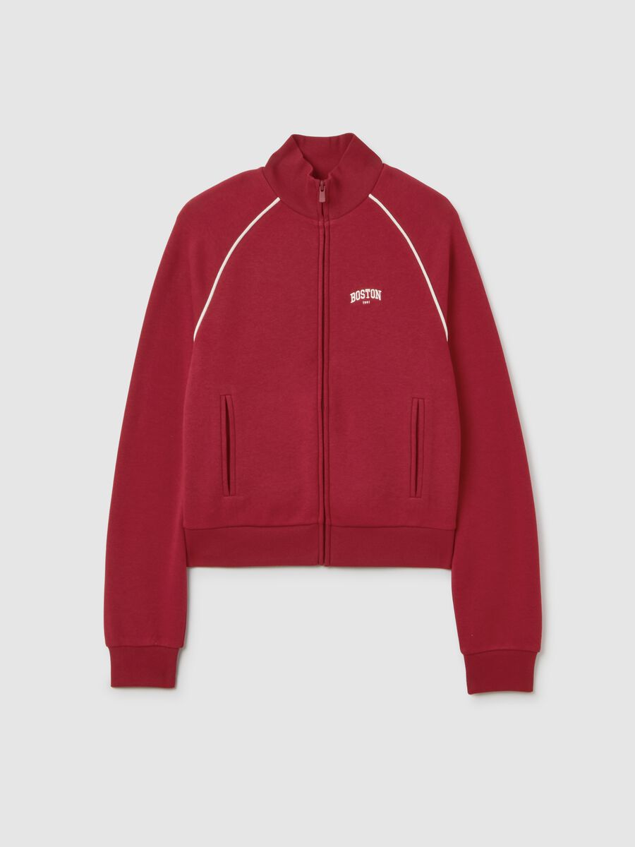 Red regular fit cotton blend sweatshirt_4