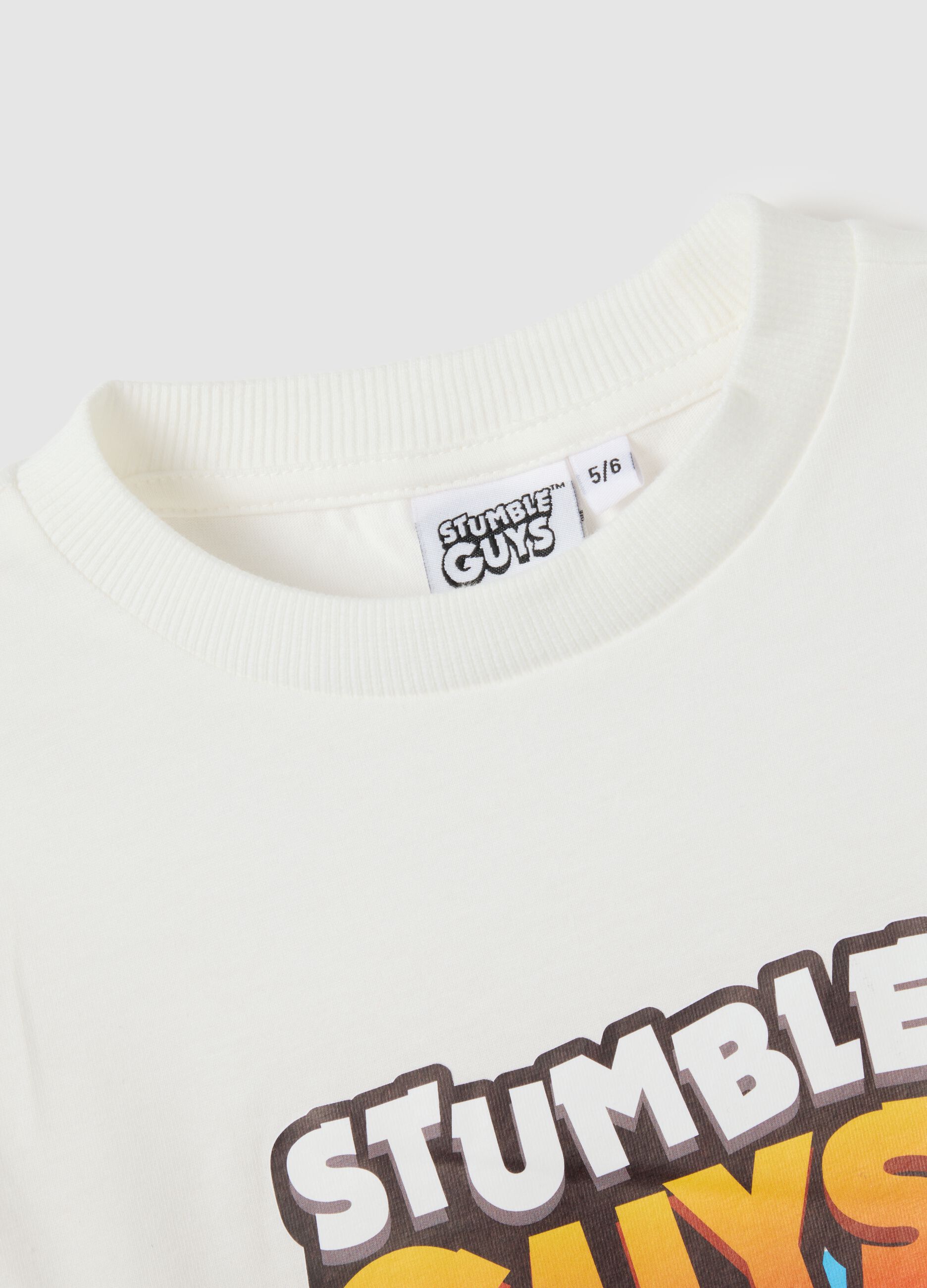 White regular fit pure cotton children's t-shirt with print