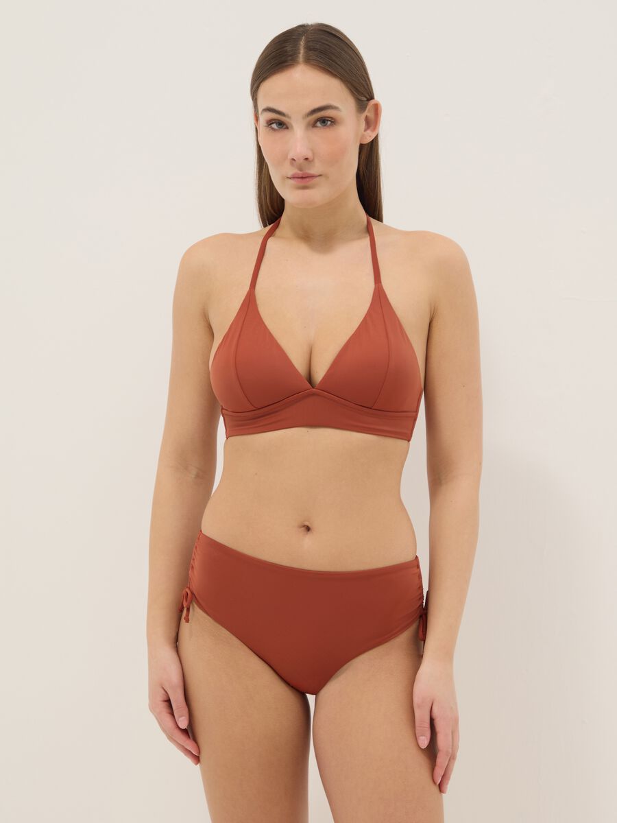 Slip da mare elasticizzato arancioni con dettagli arricciati_1