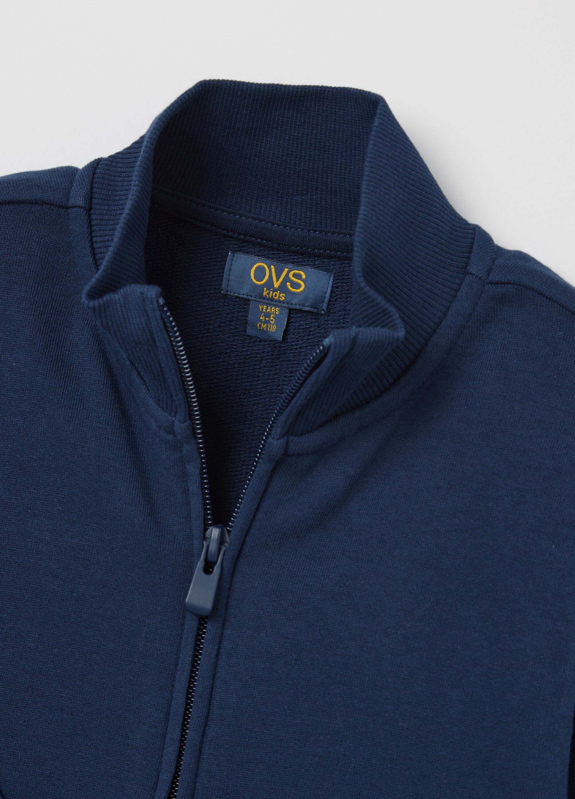 Full-zip sweatshirt in solid colour French terry
