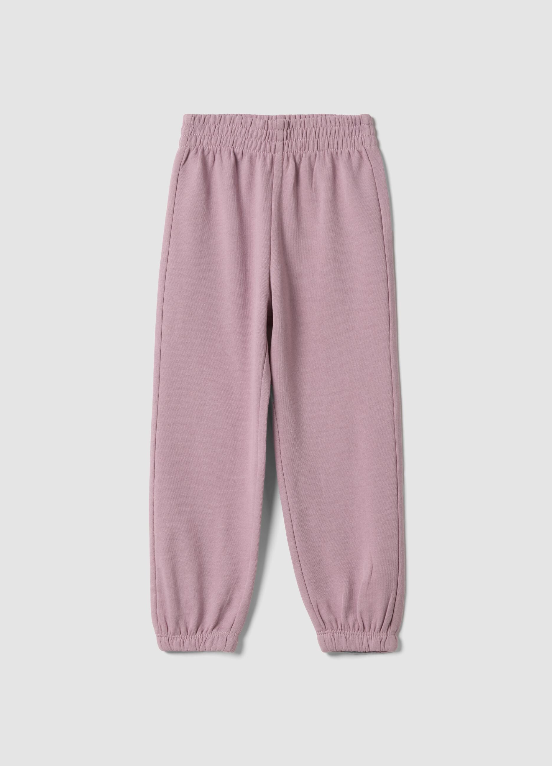 Pink pure cotton girls&rsquo; jogger trousers, regular fit