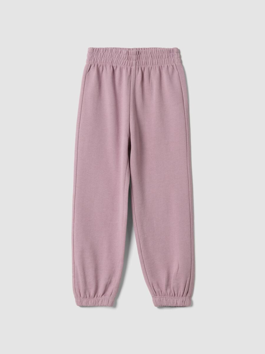 Pink pure cotton girls&rsquo; jogger trousers, regular fit_0