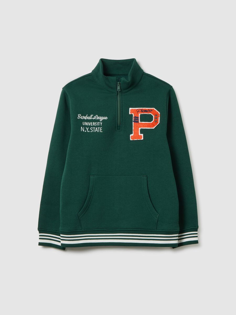 Child's green cotton-blend sweatshirt with zip_3