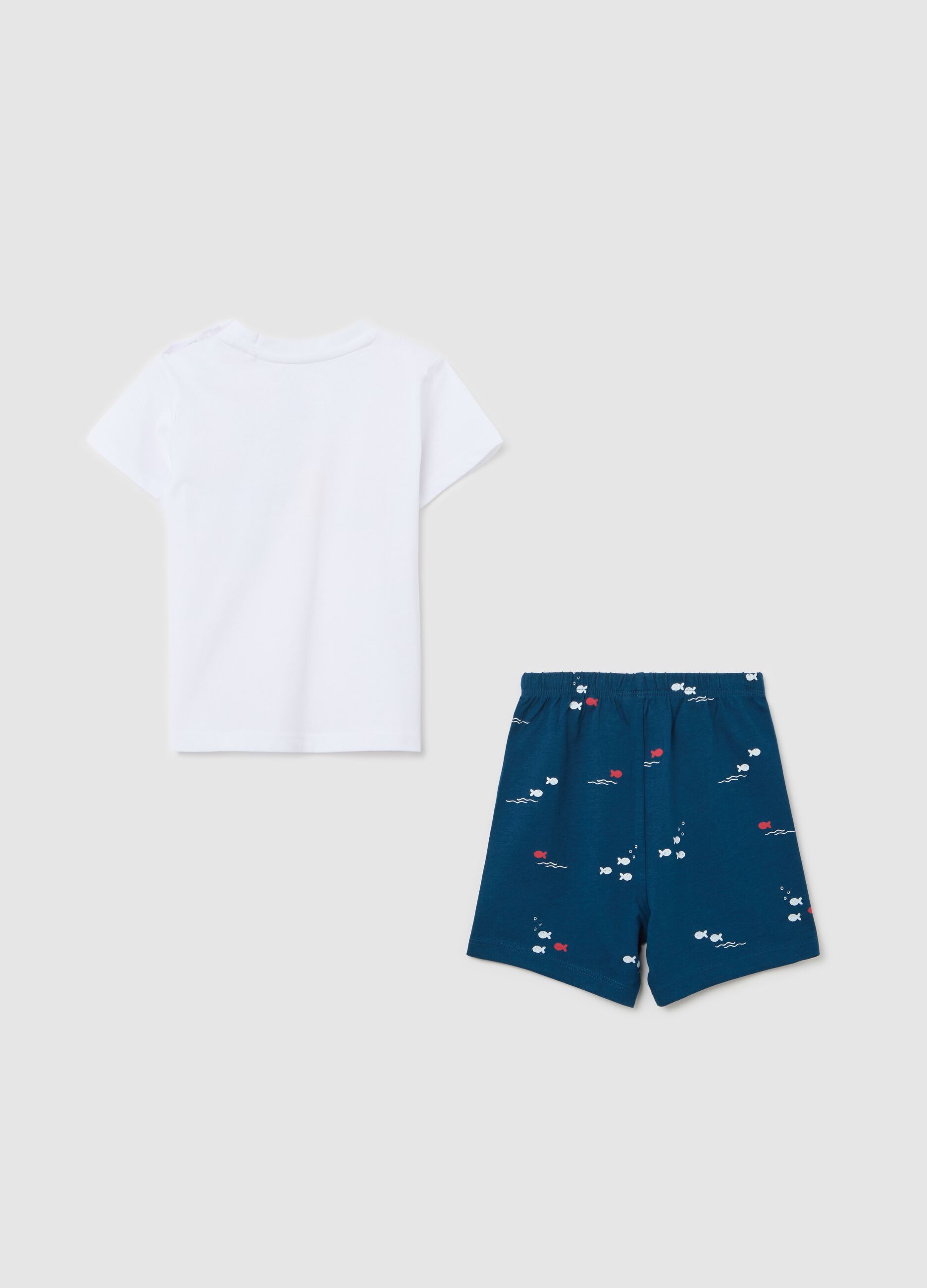 White and blue pyjamas in organic cotton with print