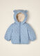 Blue quilted hooded jacket with bear ears_0