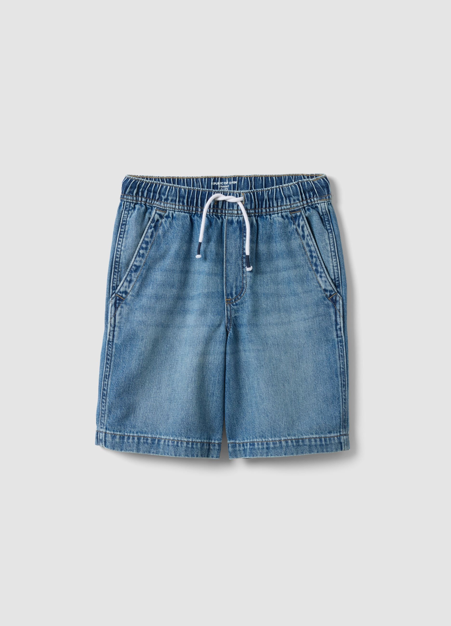 Blue denim boys&rsquo; cotton-blend straight-fit shorts