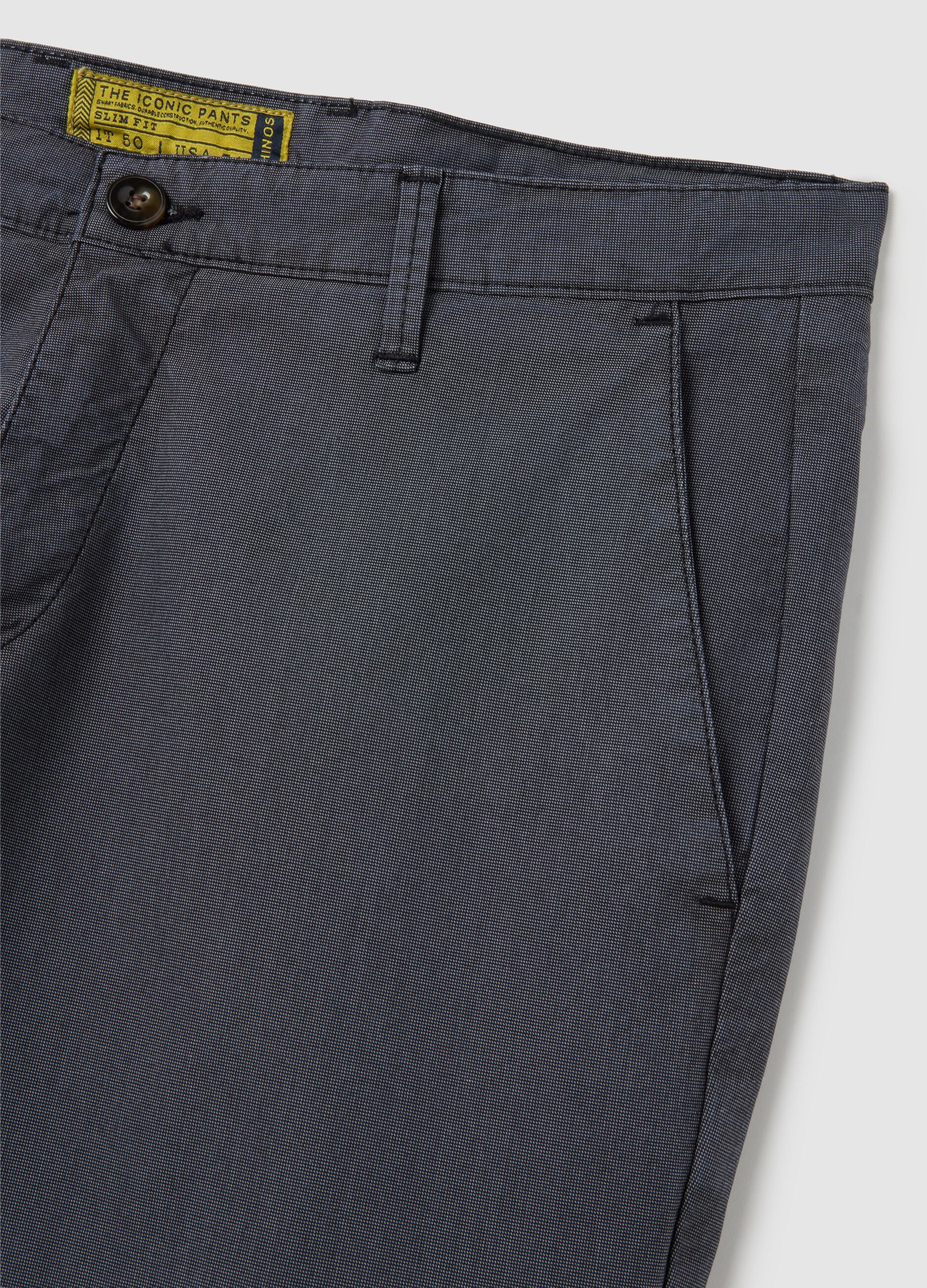 Men's blue slim fit stretch cotton trousers