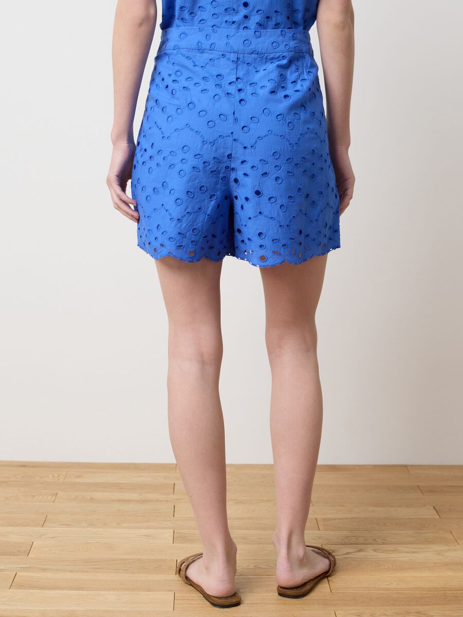 Women's blue regular fit pure cotton summer set with embroidery_2