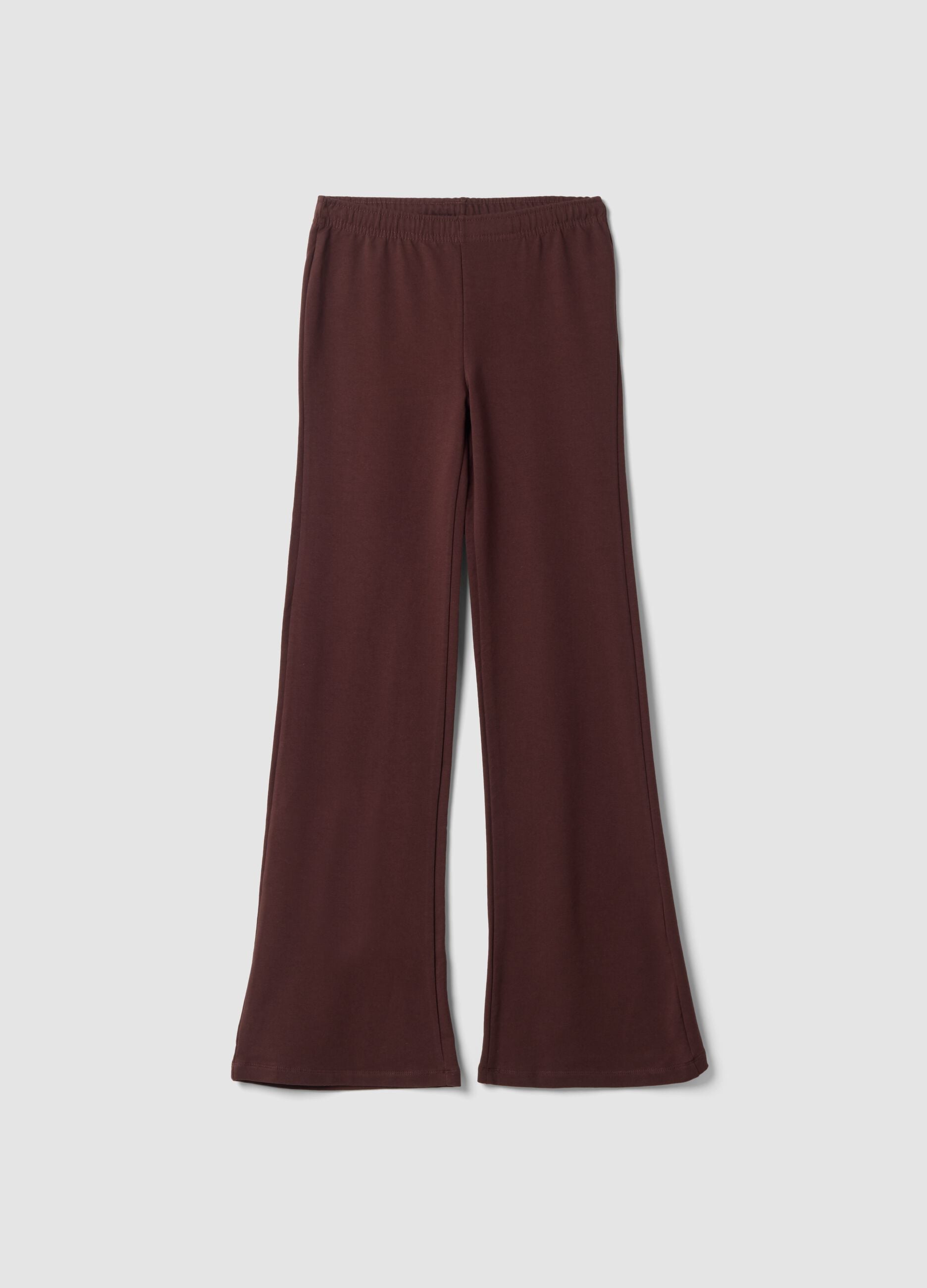 Brown flared joggers in pure cotton