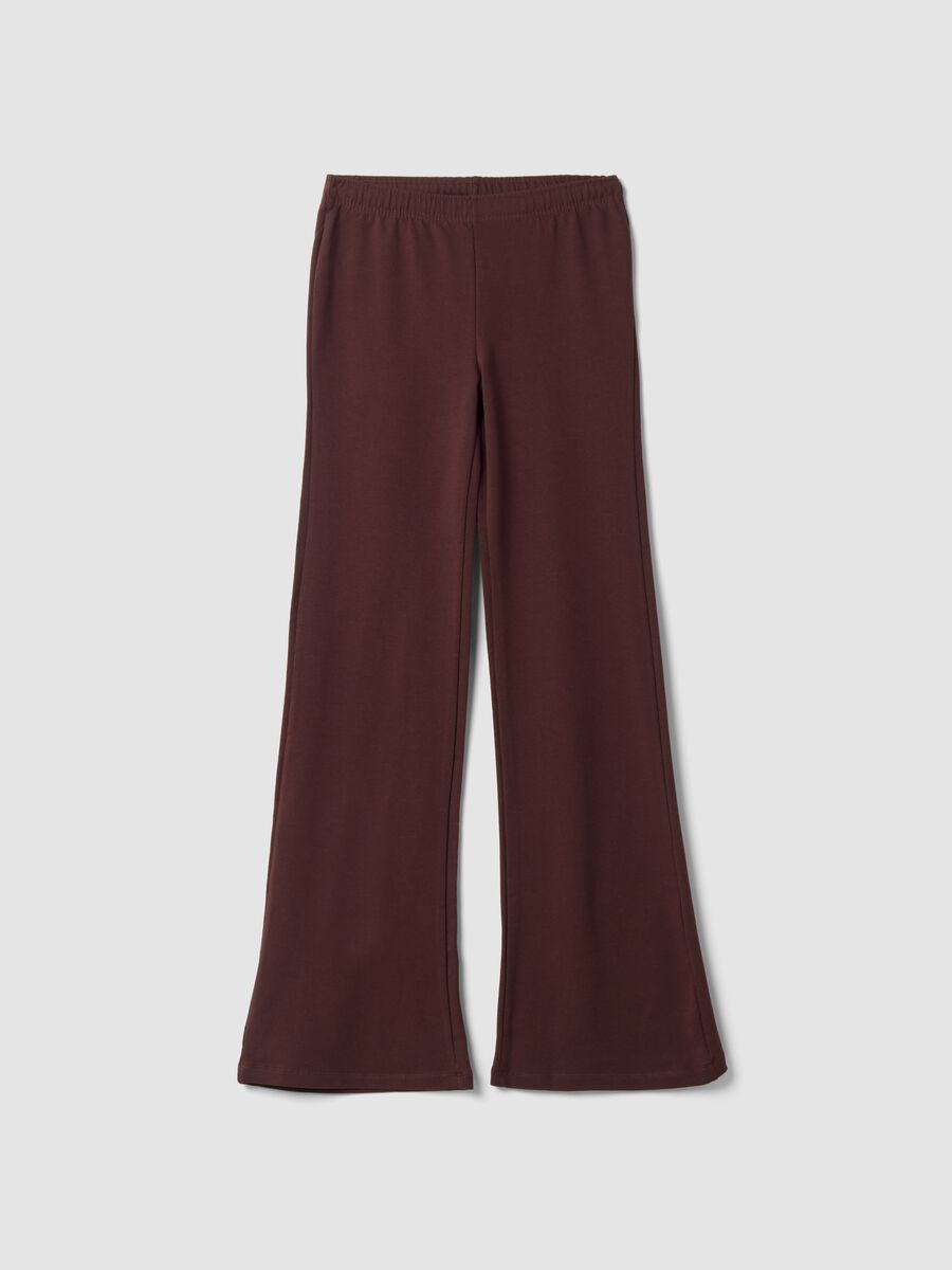 Brown flared joggers in pure cotton_0