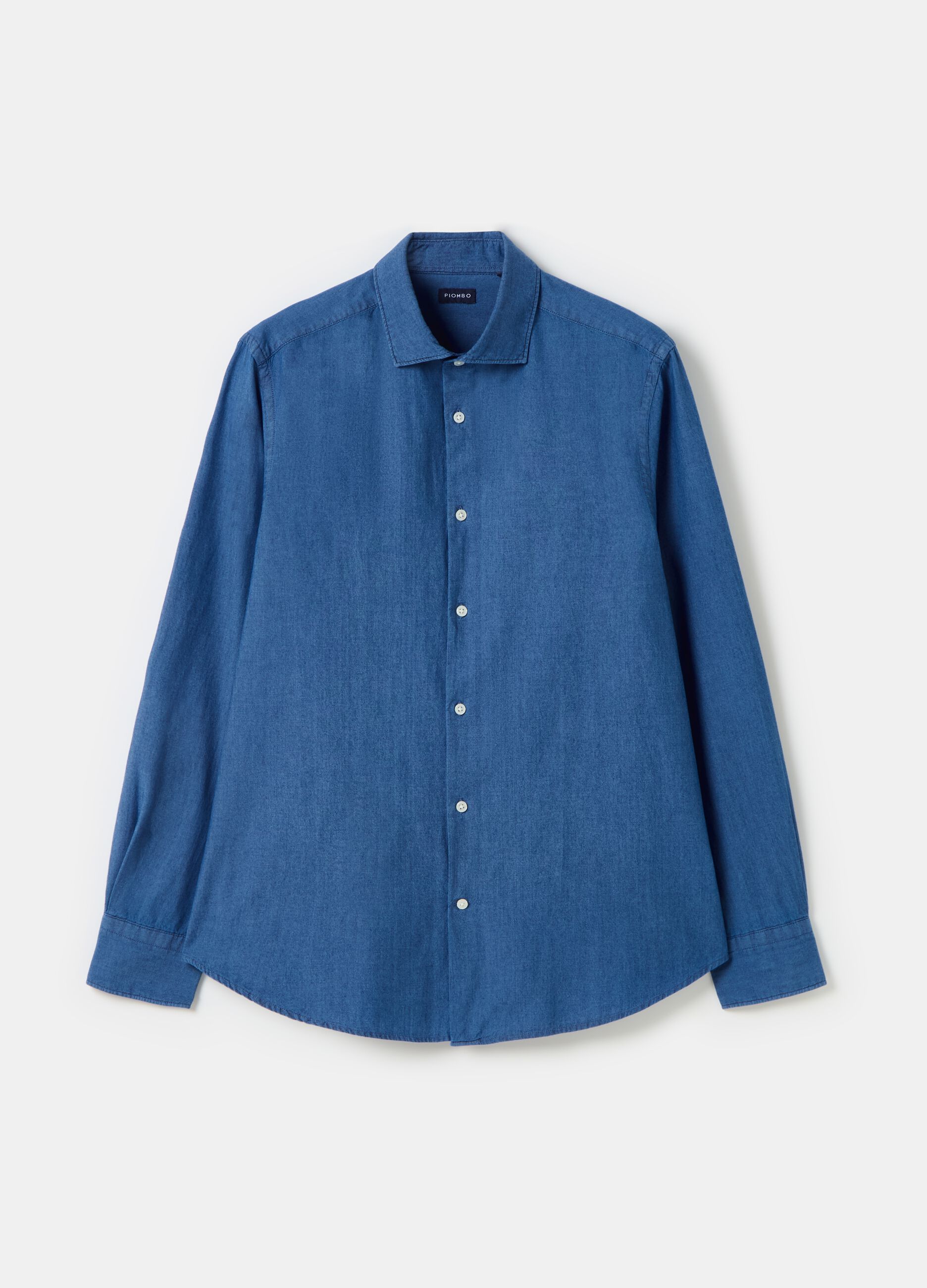Camicia in chambray con colletto alla francese PIOMBO