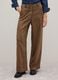 Brown regular fit textured stretch fabric trousers_1