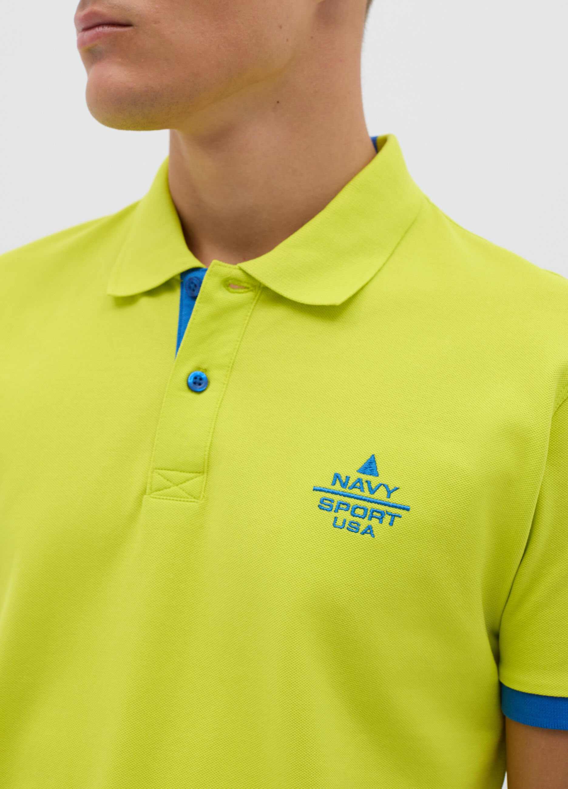 Yellow short sleeve cotton Navigare Sport polo