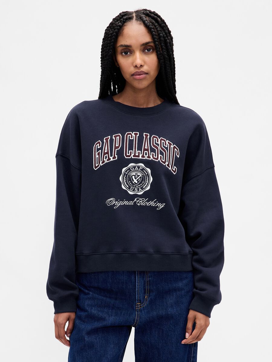 Blue Sweatshirt with Text in Cotton Blend_0