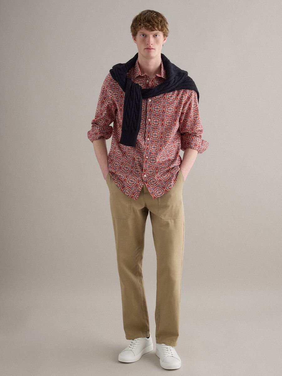 Camicia in puro cotone multicolor regular fit con fantasia_2